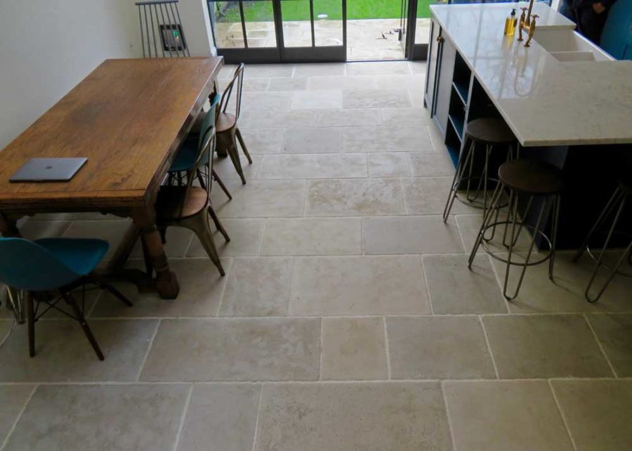 Limestone is proving more and more popular for a stone kitchen floor