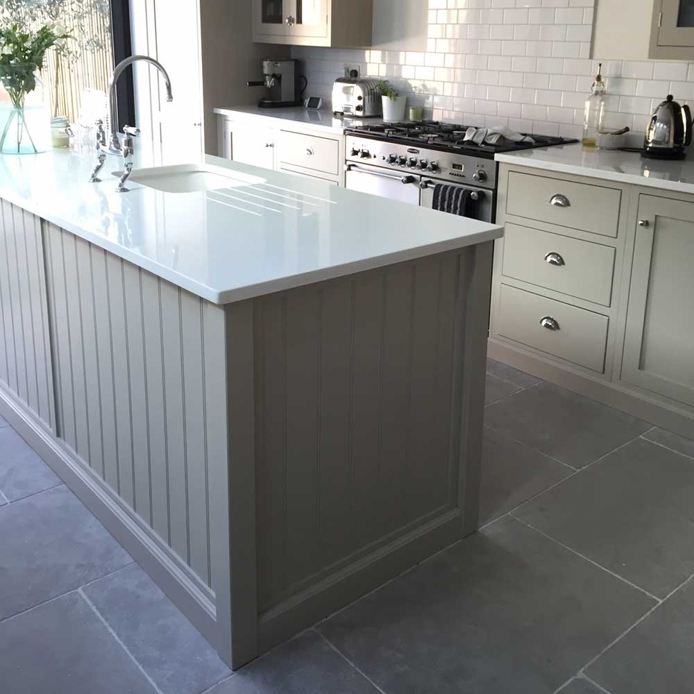 Grey stone kitchen tiles