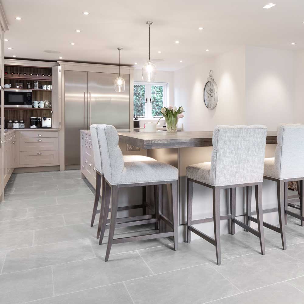 Gray tile kitchen floor deals