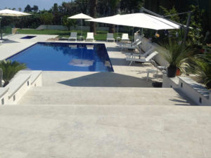 Jura Grey limestone swimming pool tiles and pool coping stones