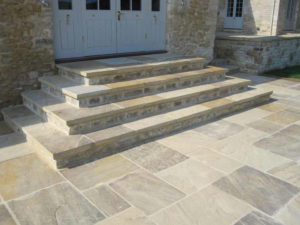 New riven Yorkstone paving