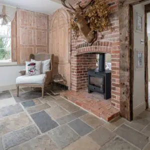 reclaimed yorkstone cleaned and cut thin for inside