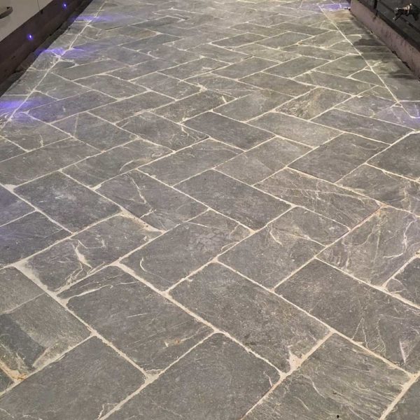 slate herringbone floor tiles