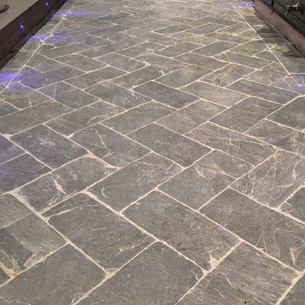 Slate herringbone grey tiles and flooring