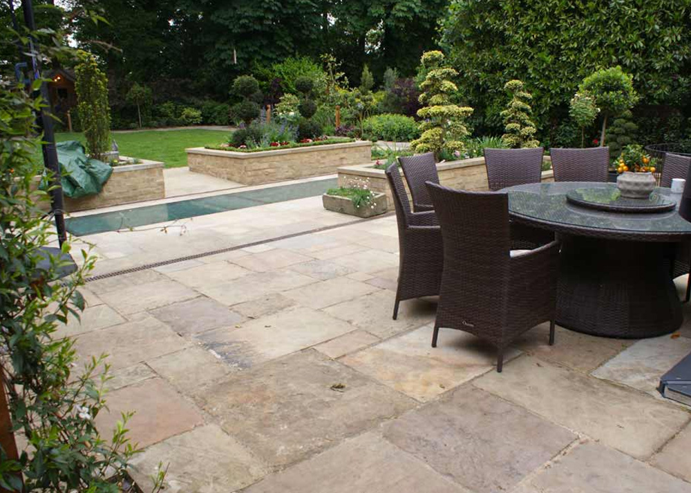 Reclaimed Yorkstone paving