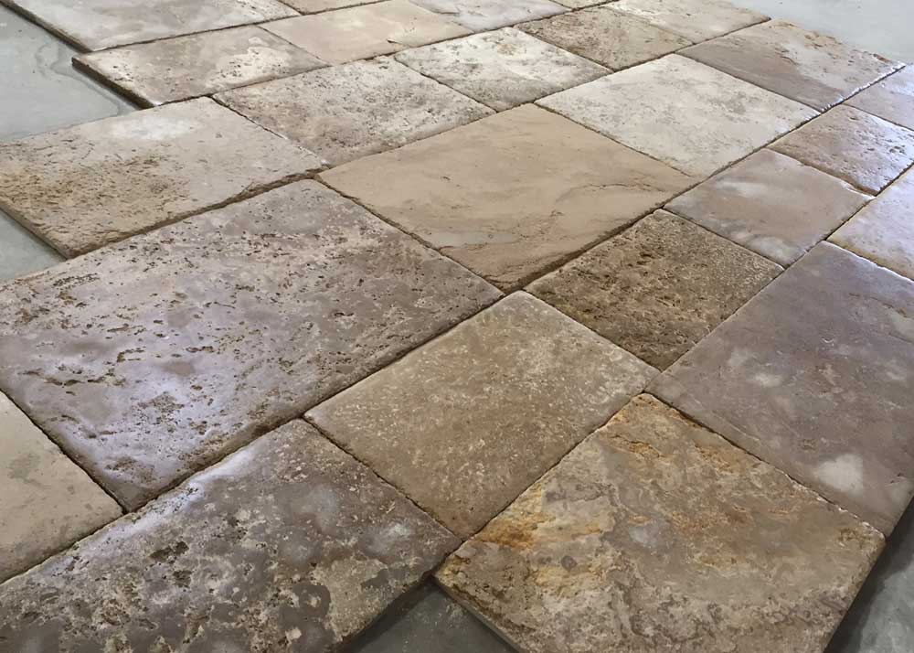 Bourgogne rendition antiqued french limestone flooring