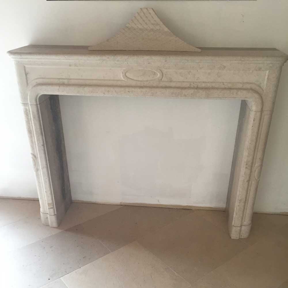 French limestone bespoke fireplace