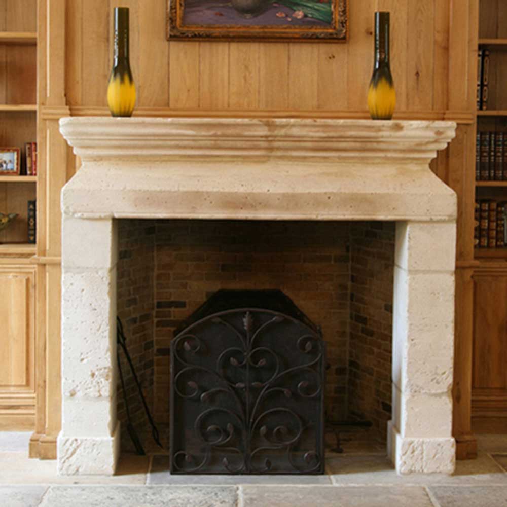 French limestone fireplace