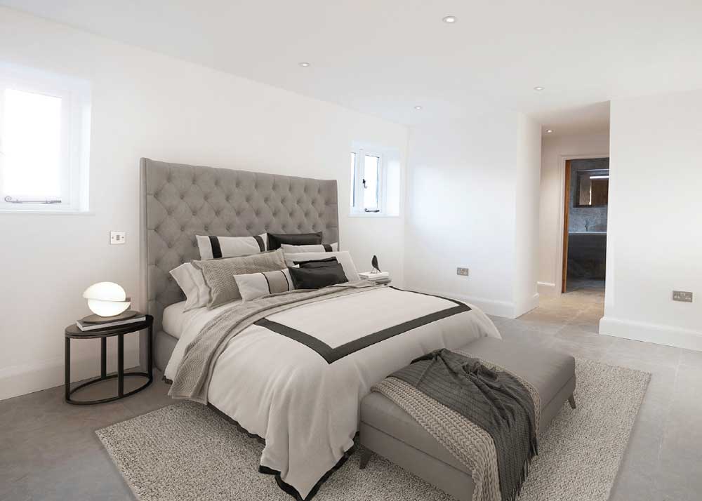 Grey stone floor for bedroom