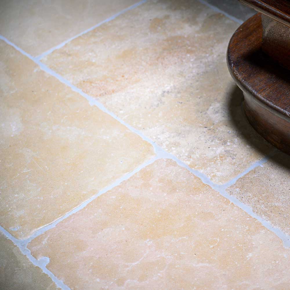 antiqued stone flooring