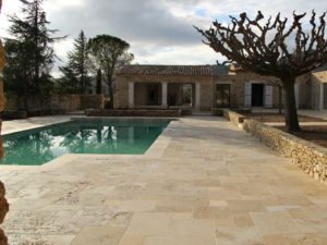 French limestone swimming pool