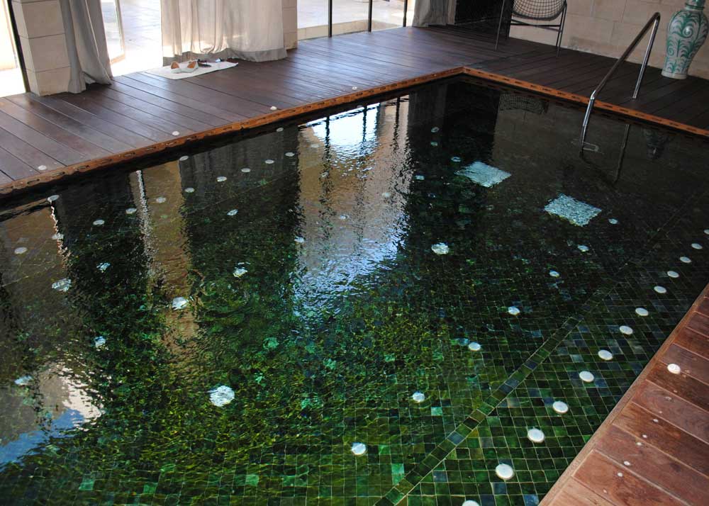 Zellige tiles in swimming pool