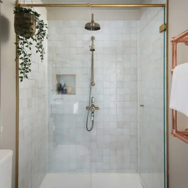 Old Ivory Zellige tiles bathroom