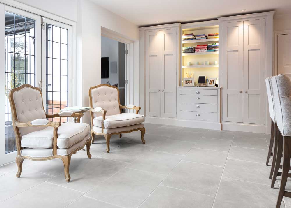 pale grey limestone kitchen floor
