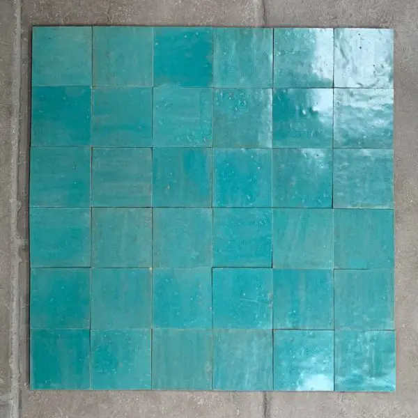 Teal green zellige tiles