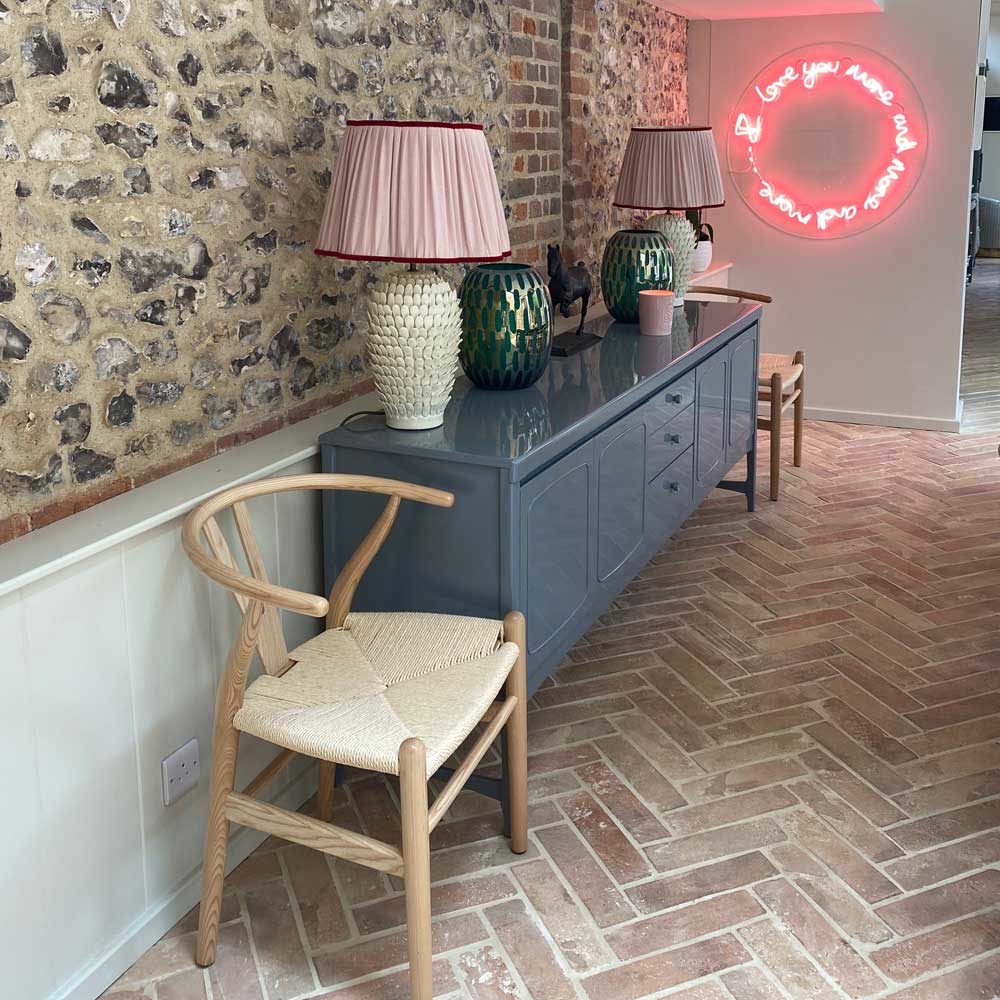 Reclaimed terracotta parquet tiles