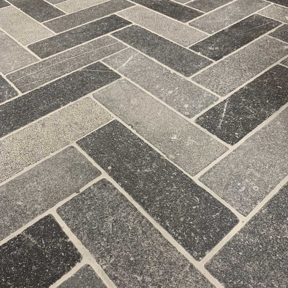 Belgian bluestone herringbone tiles Natural Stone Consulting