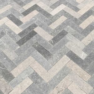 belgian blue stone herringbone