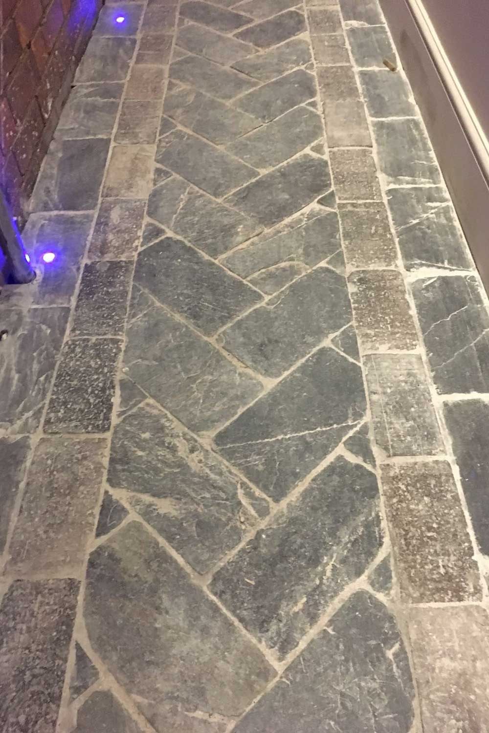 slate herringbone floor tiles