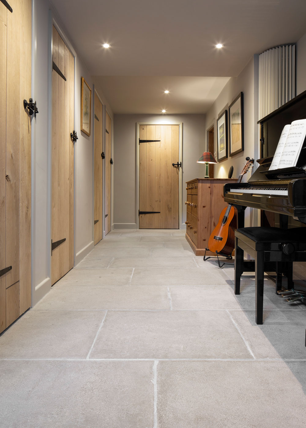 grey flagstone hallway
