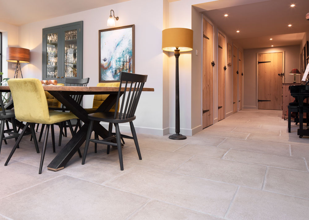 grey flagstone hallway floor