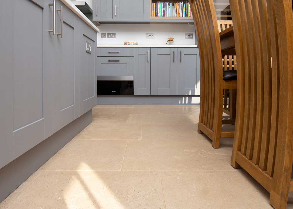 Chambery beige limestone kitchen floor