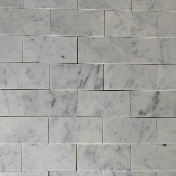 Carrara marble metro tiles for floors and walls