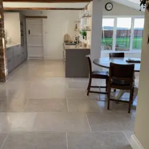 langford tumbled limestone kitchen floor