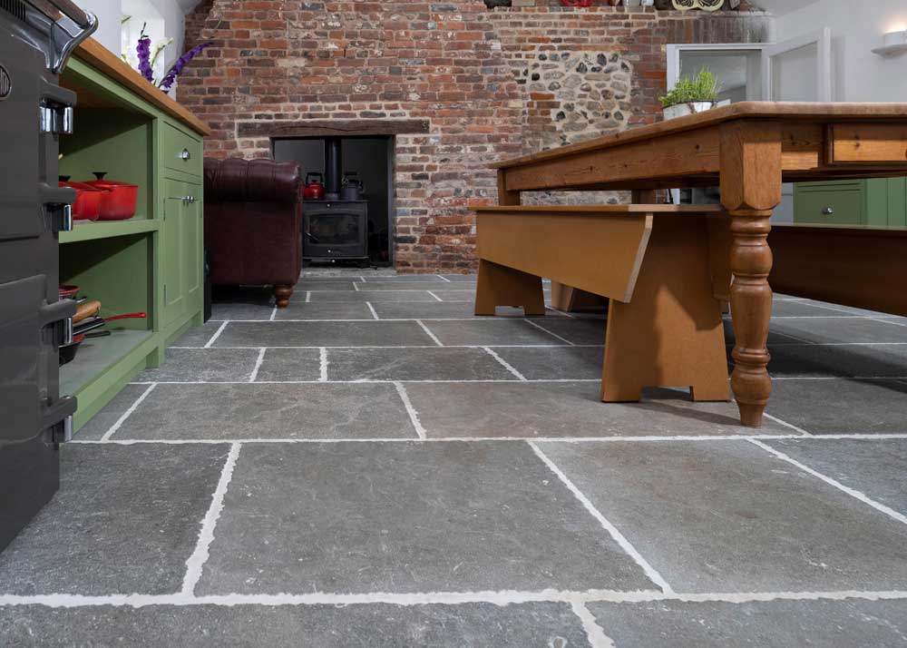 farmhouse kitchen stone floor
