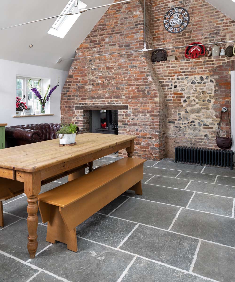 farmhouse kitchen stone floor