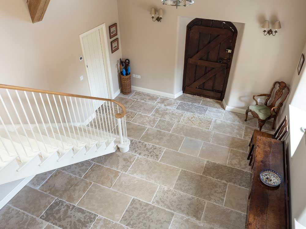 Barr rendition antiqued limestone flooring