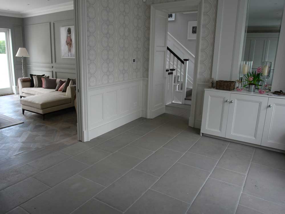 Kensington grey limestone hallway flooring