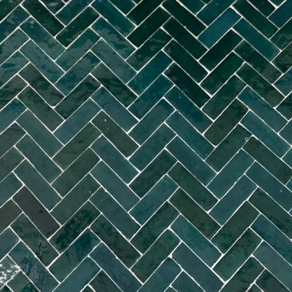 Emerald green bejmat tiles grouted