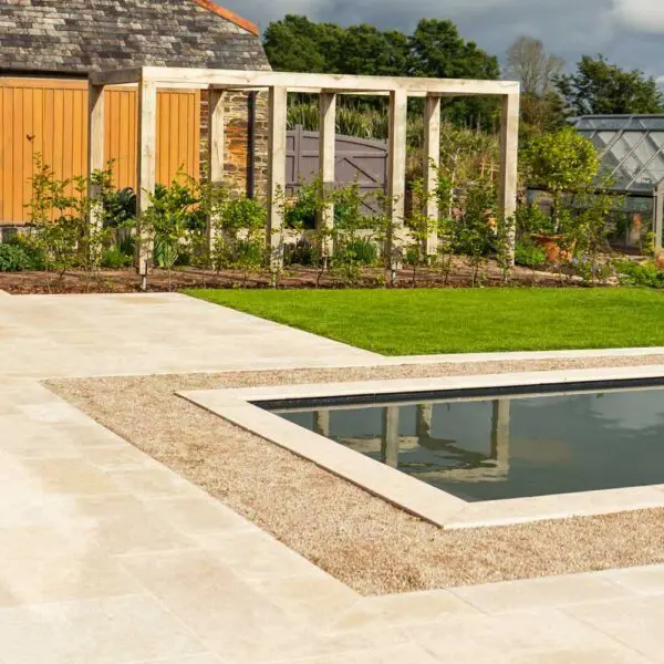 Bampton aged beige limestone paving