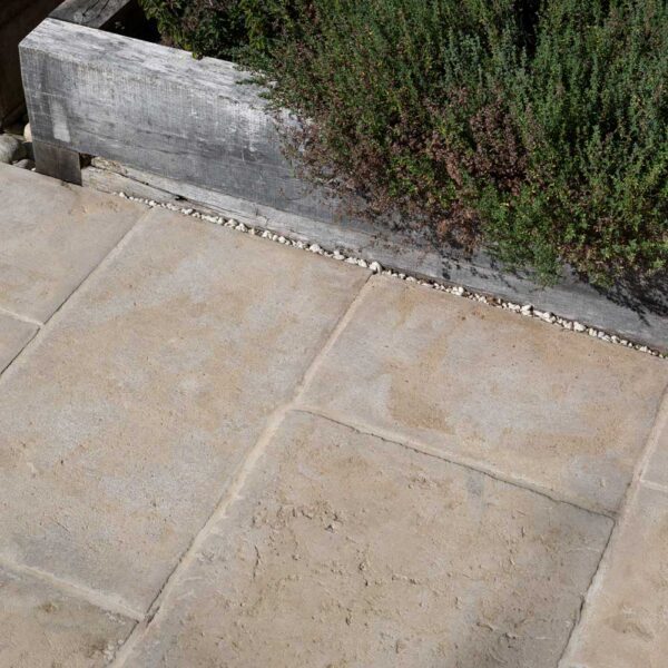 Paris casa antiqued limestone paving