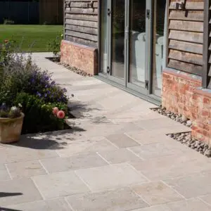 Paris casa antiqued limestone paving