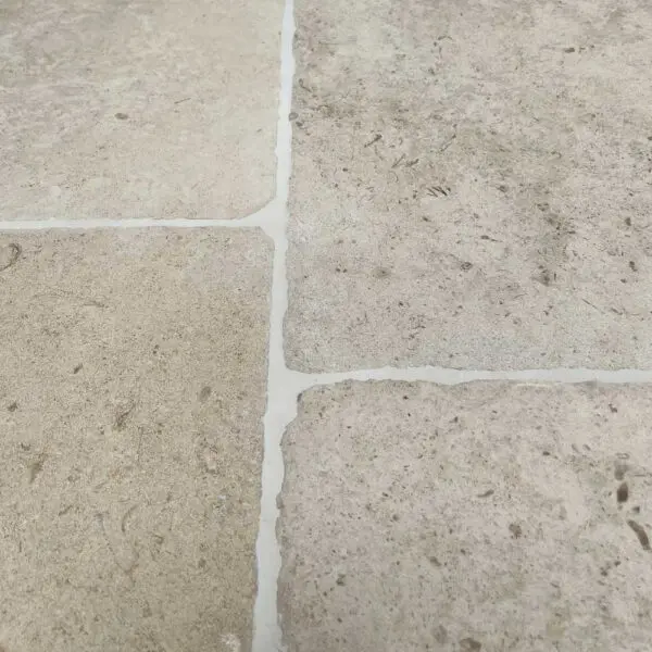 French white antiqued limestone flooring