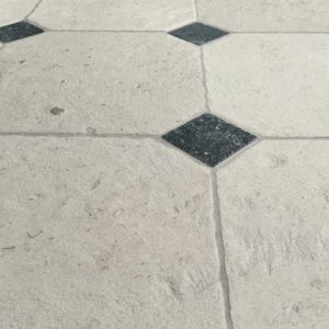 French white antiqued limestone octagon floor
