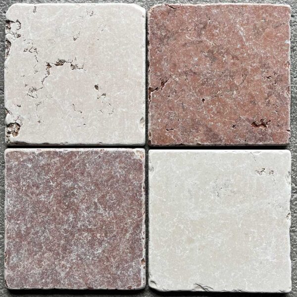 rosa perlino and verona rosso marble tile checker