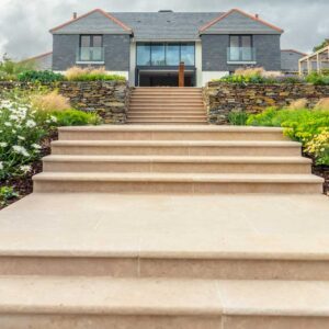 Bampton aged limestone bullnose step treads
