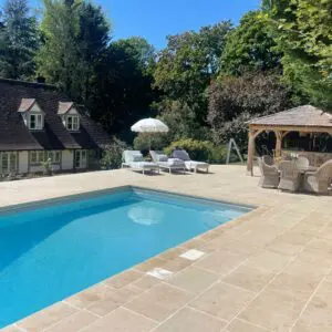 Bourton buff limestone paving and pool coping