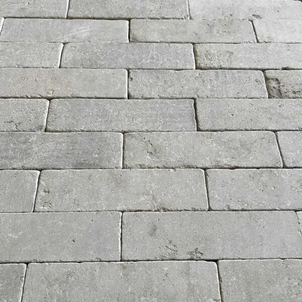 Chalon grey tumbled limestone brick paver