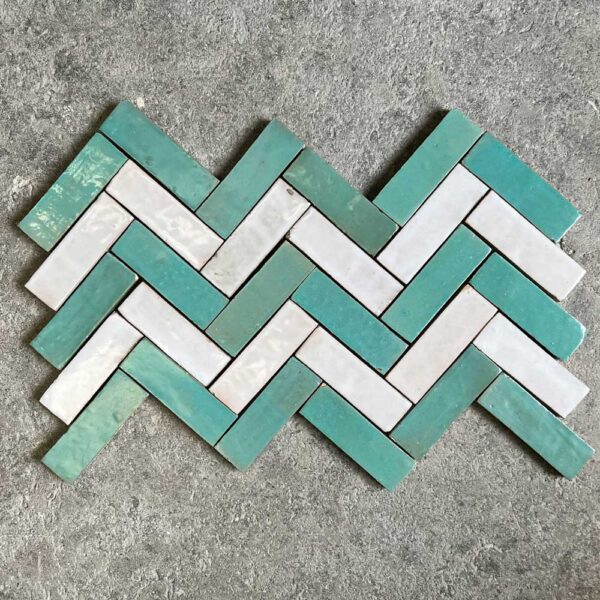 Teal Green and Old Ivory Bejmat tiles