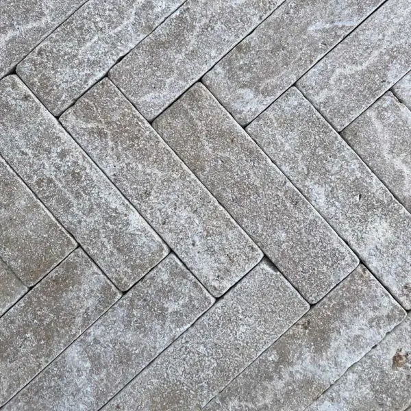 Bampton tumbled brick pavers herringbone