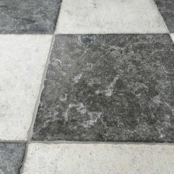 Old Paris French limestone antiqued checkered floor
