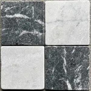 carrara tumbled marble checkered floor